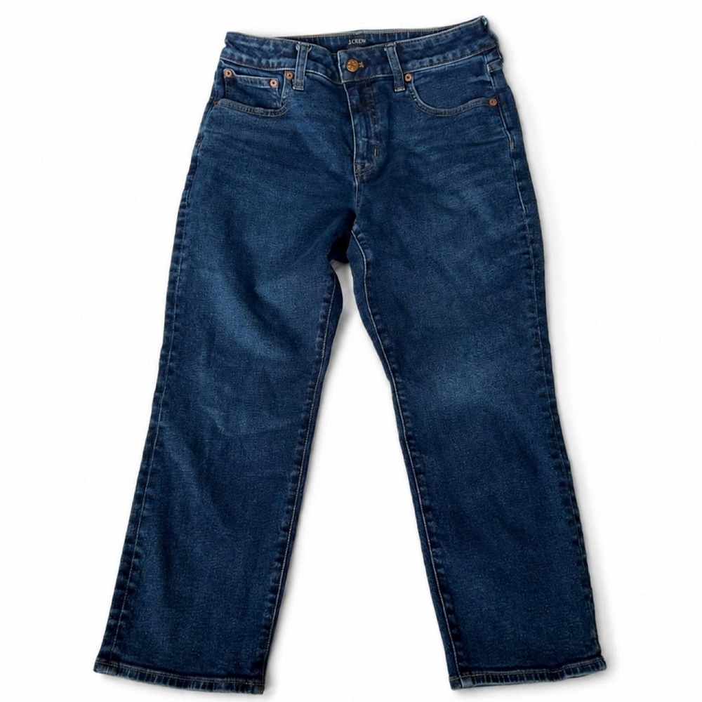 Jcrew women's petite cotton jeans curvy essential straight dark wash in S US 6